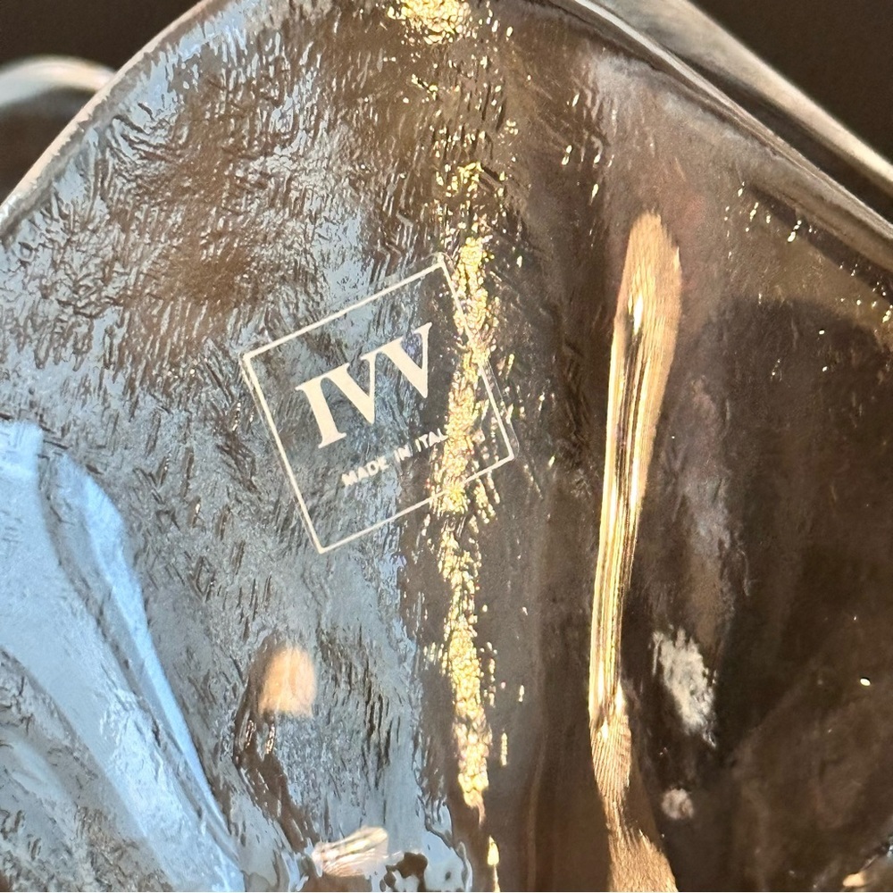 IVV Italian Handblown Art Ice Glacier Glass Hankerchief Bowl Small Ruffle Rare - Picture 10 of 16